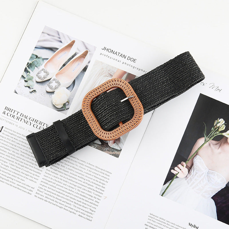 Cotton And Linen Straw Woven Belt Women Cotton And Linen Straw Woven Belt Women